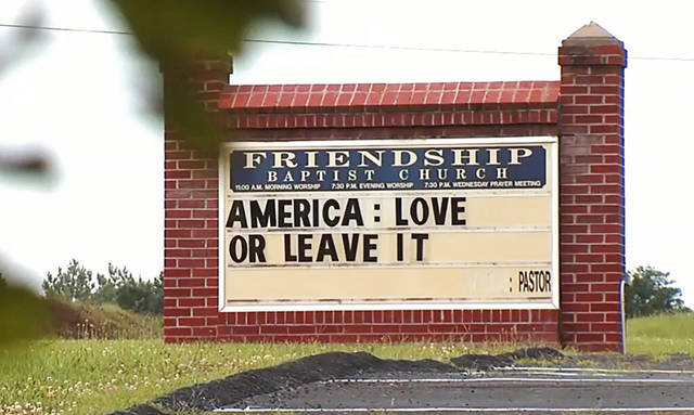 Church sign in Virginia proclaims ‘America: Love or Leave It.’