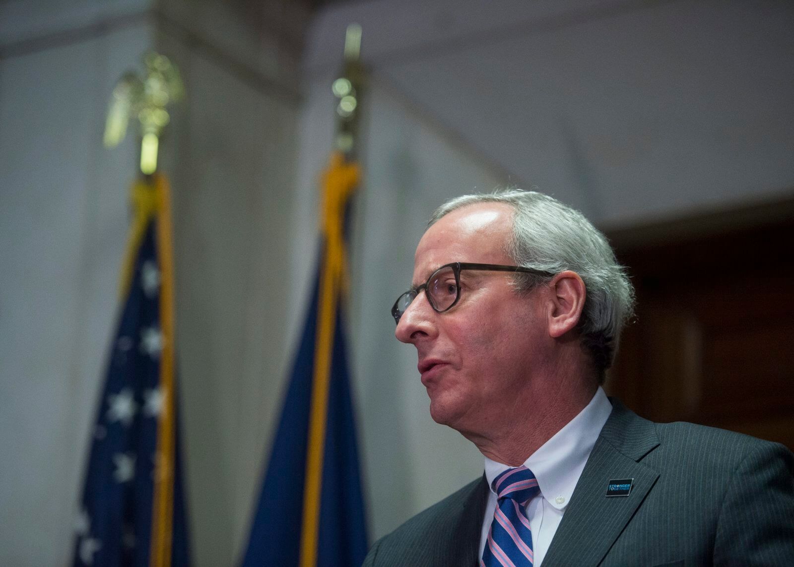 Representative Dan Frankel at a news conference announcing a package of gun safety measures that were introduced to Pittsburgh City Council on Dec. 14, 2018.