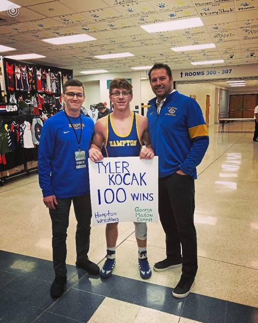 Big year for Hampton wrestler Ty Kocak includes 100th win, commitment to George Mason
