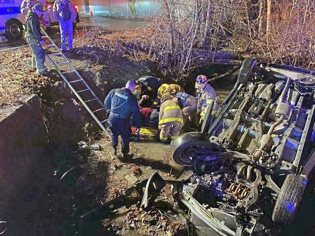 Driver hospitalized after crashing into creek in Penn Hills