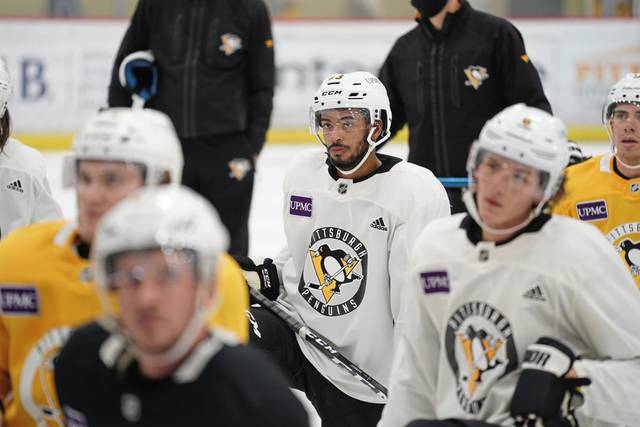 Pittsburgh Penguins defenseman Pierre-Olivier Joseph (73) during