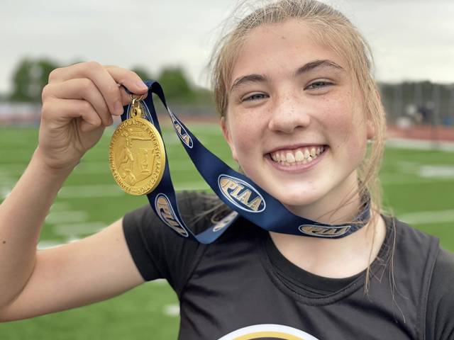 Quaker Valley’s Nora Johns wins state gold in 1st year running 300 hurdles