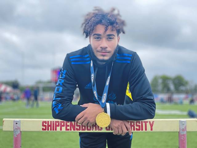 West Mifflin’s Dontae Lewis celebrates 300 hurdles title on future college track