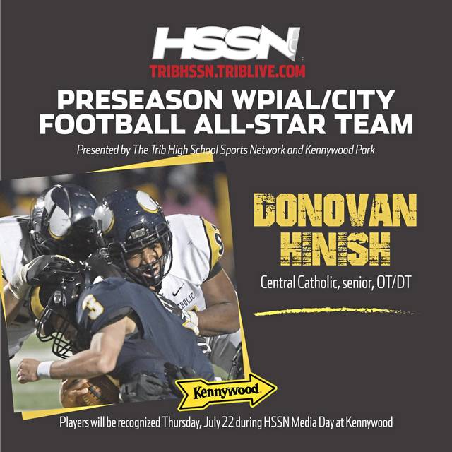 TribHSSN Preseason WPIAL Football All-Star team: Donovan Hinish, Central Catholic