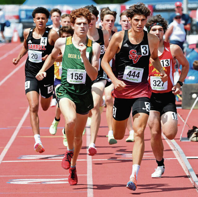 Deer Lakes’ Carson McCoy celebrates another come-from-behind win at PIAA championships