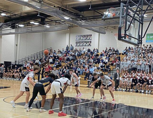 Montour boys get past Upper St. Clair on Jake Wolfe putback at buzzer
