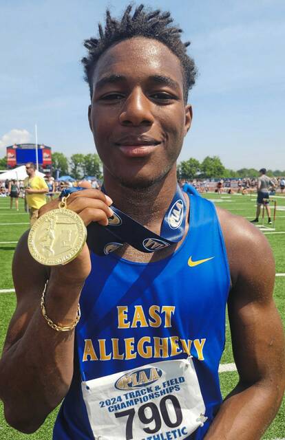 Senior triple jumper wins East Allegheny’s 1st PIAA track gold medal
