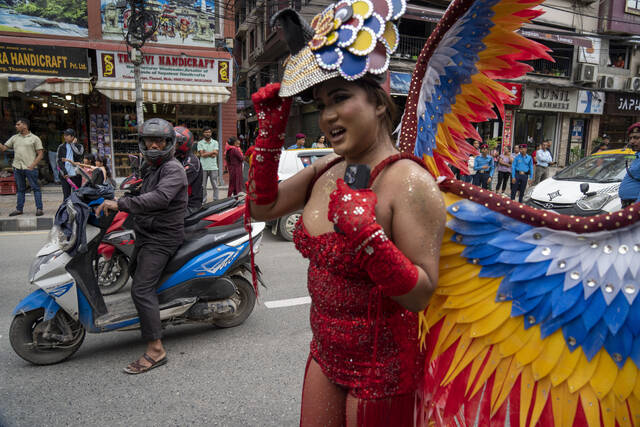 Same-sex couples and LGBTQ+ activists rally in Nepal’s capital during the annual Pride parade