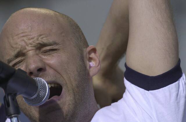 
			
				                                Moby performs on August 5, 2000, at the Rolling Rock Town Fair at the Westmoreland Fairgrounds in Mt. Pleasant Township.

			
		