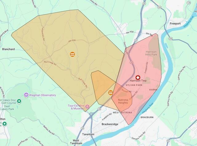 Power outages hit Harrison, Fawn and Tarentum on Sunday