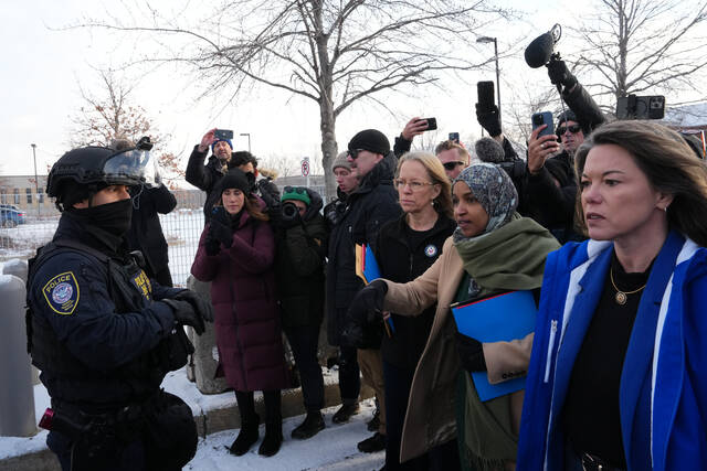 Protesters gather during a rally for Renee Good, who was fatally shot by an ICE officer earlier in the week, Saturday, Jan. 10, 2026, in Minneapolis. (AP)