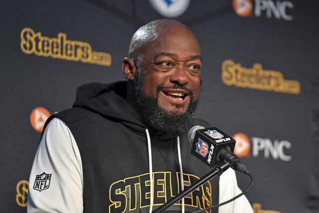 
			
				                                Mike Tomlin speaks at a news conference after an NFL football game against the New England Patriots, Sunday, Sept. 21, 2025, in Foxborough, Mass. (AP )

			
		
