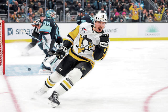 Penguins start fast, open 4-game western trip with victory against Kraken