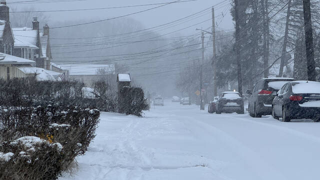 Snow starts with 3-4 inches, another 10 to come; ‘roads are treacherous’