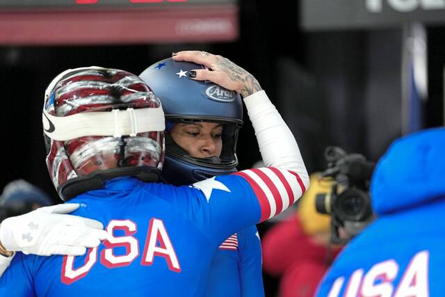 ‘We’re still looking for gold’: Hempfield grad Jasmine Jones in 3rd after 2 bobsled heats at Olympics