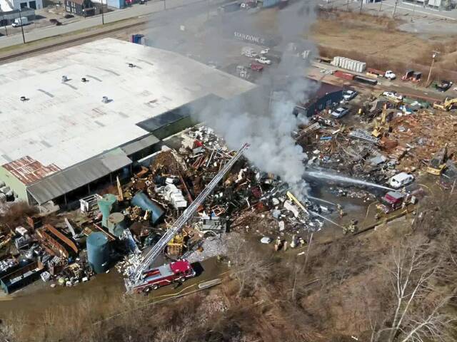 East Deer scrap yard fire forces closure of Freeport Road, halt to train traffic