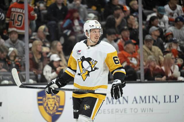 Penguins forward Rickard Rakell has offered mixed results at center