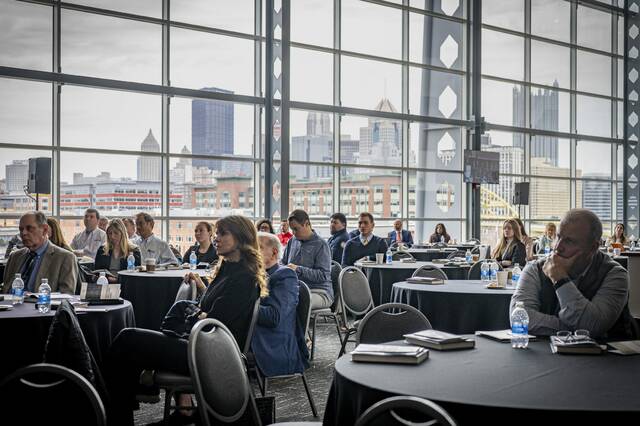 
			
				                                Audience members listen during the Chuck Noll Foundation’s Scientific Symposium titled “Advances in Brain Injury Research” at Acrisure Stadium on Friday, March 20, 2026. (Massoud Hossaini | TribLive)

			
		