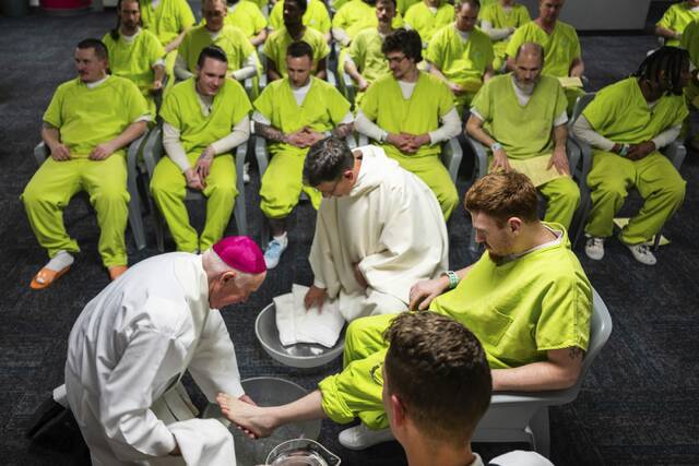Bishop Mark Eckman makes first visit to Allegheny County Jail for foot-washing ceremony