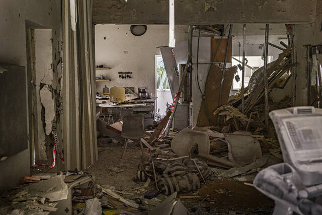 
			
				                                A home damaged in an Iranian missile strike in Ramat Gan, Israel, is seen Friday. The U.S. and Israeli militaries have battered the Iranian military with thousands of bombs over nearly five weeks, but Iranճ drone and missile attacks have continued. (Amit Elkayam/The New York Times)

			
		