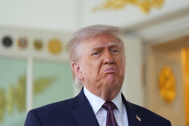 
			
				                                President Donald Trump speaks outside the Oval Office of the White House in Washington. (AP)

			
		
