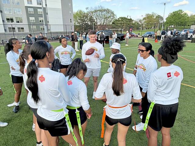 Steelers receiver Michael Pittman, top draft prospects turn spotlight to girls flag football