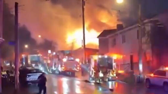 
			
				                                Firefighters respond to a blaze along Arlington Avenue in Pittsburghs Allentown neighborhood on April 19. (Mike Kepler via WTAE)

			
		