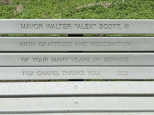 Bench installed to honor former Fox Chapel mayor at family-named park