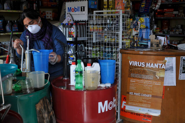 
			
				                                A woman works at her shop in Epuyen, Argentina, Friday, Jan. 11, 2019, after an outbreak of hantavirus. (AP)

			
		