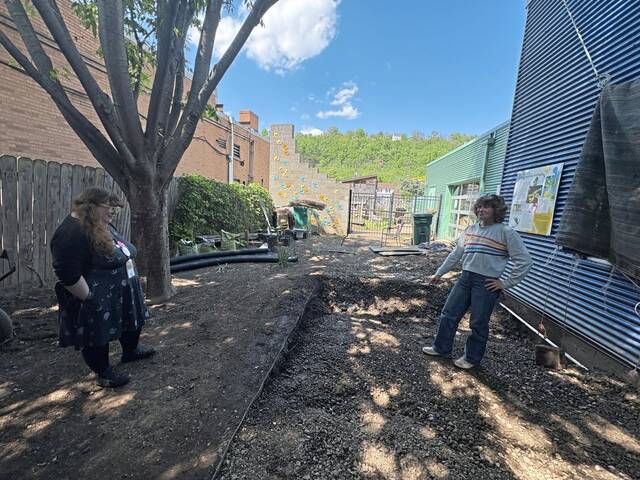 Sharpsburg Community Library courtyard reconstruction underway