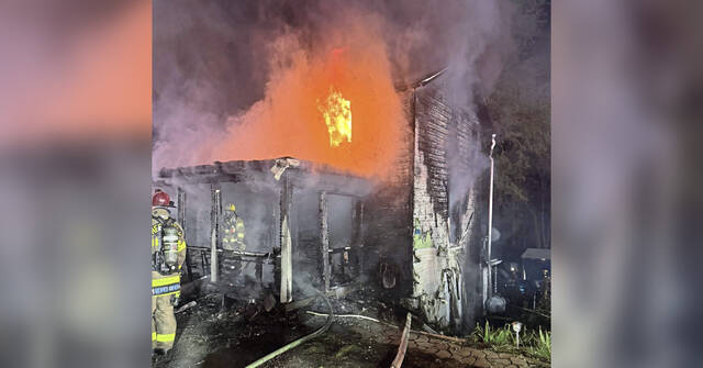 
			
				                                A house on the 1900 block of Main Street in Arona caught fire Tuesday. (Courtesy of the Adamsburg Volunteer Fire Department via Facebook)

			
		