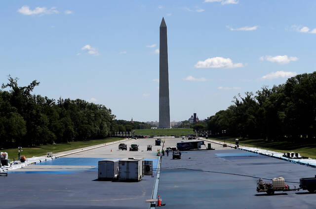 Nonprofit sues to halt Trump’s ‘American flag blue’ repaint of the Reflecting Pool