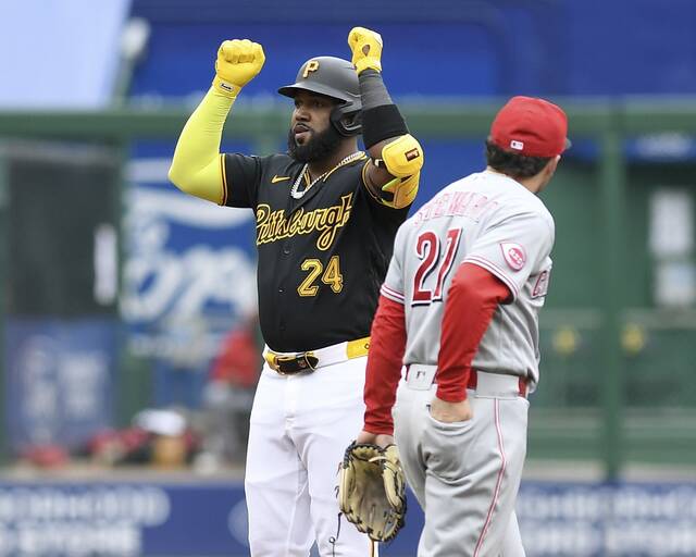 Bucs Beat Q&A: Pirates DH Marcell Ozuna on hitting milestone homer, winning over fans