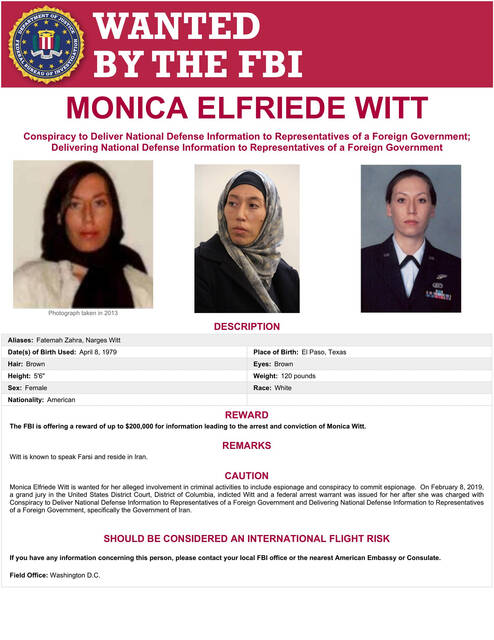 FBI offers $200,000 reward to catch ex-Air Force specialist wanted on espionage charges in Iran