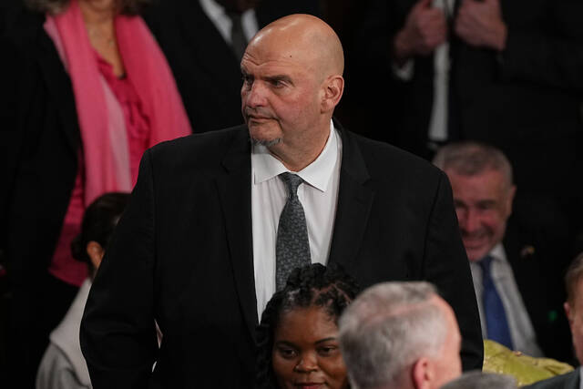 
			
				                                Sen. John Fetterman, D-Pa., arrives Feb. 24 before President Donald Trump delivers his State of the Union address to a joint session of Congress in the House chamber at the U.S. Capitol in Washington. (AP)

			
		