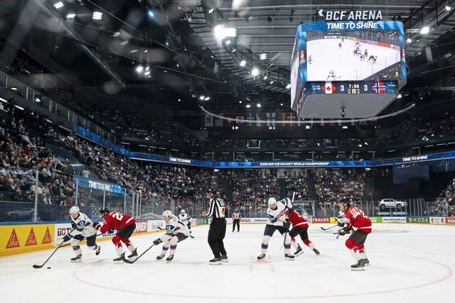 Penguins’ Parker Wotherspoon records assist for Canada in overtime win against Norway