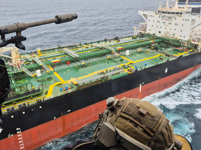 Macron says French Navy, backed by the U.K., intercepted a sanctioned tanker from Russia